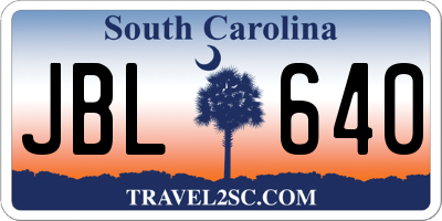 SC license plate JBL640