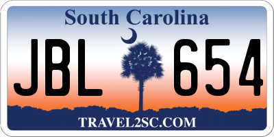 SC license plate JBL654