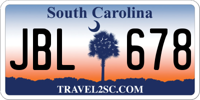 SC license plate JBL678