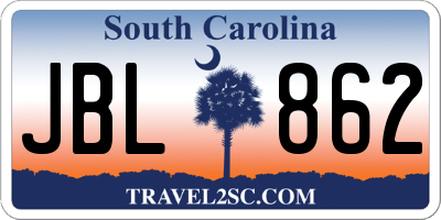 SC license plate JBL862