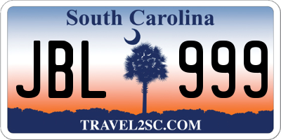 SC license plate JBL999