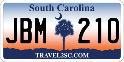 SC license plate JBM210