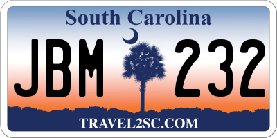 SC license plate JBM232