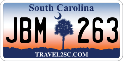 SC license plate JBM263