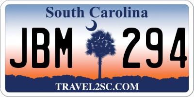 SC license plate JBM294