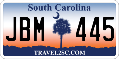 SC license plate JBM445