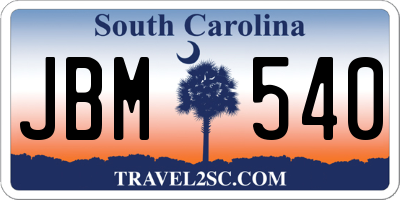 SC license plate JBM540