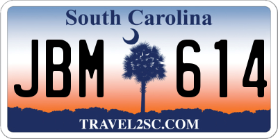 SC license plate JBM614