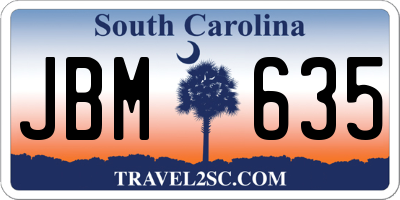 SC license plate JBM635