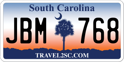 SC license plate JBM768