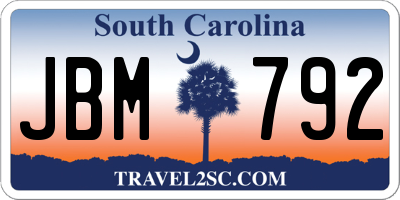 SC license plate JBM792