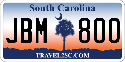 SC license plate JBM800