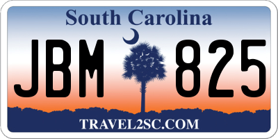 SC license plate JBM825