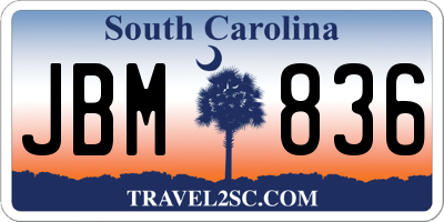 SC license plate JBM836