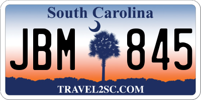 SC license plate JBM845