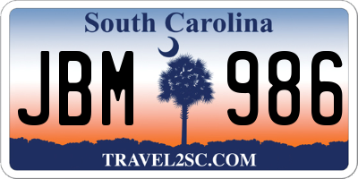 SC license plate JBM986