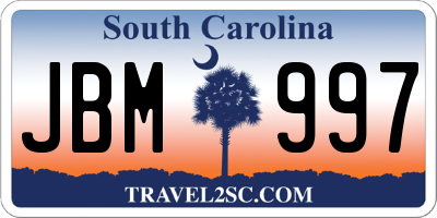 SC license plate JBM997
