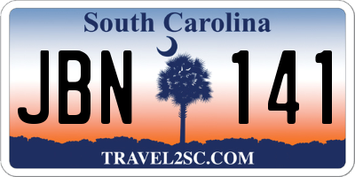 SC license plate JBN141