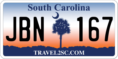 SC license plate JBN167