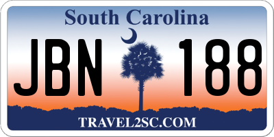 SC license plate JBN188