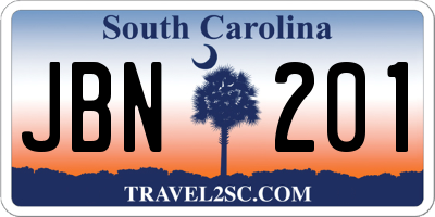 SC license plate JBN201