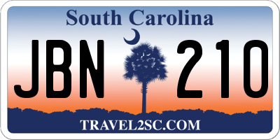 SC license plate JBN210