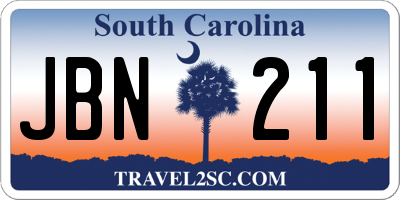 SC license plate JBN211