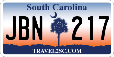 SC license plate JBN217