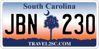 SC license plate JBN230
