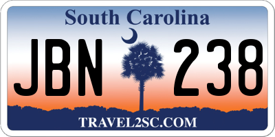 SC license plate JBN238