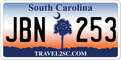 SC license plate JBN253