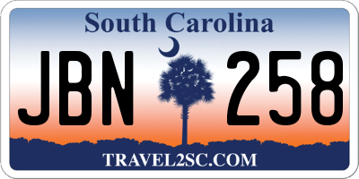 SC license plate JBN258