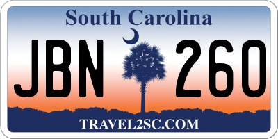 SC license plate JBN260