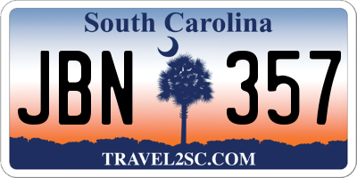 SC license plate JBN357