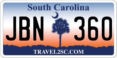 SC license plate JBN360