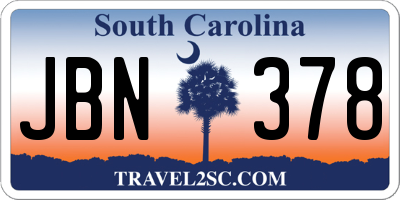SC license plate JBN378