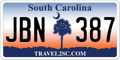 SC license plate JBN387