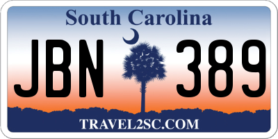 SC license plate JBN389