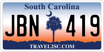 SC license plate JBN419