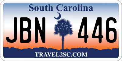 SC license plate JBN446