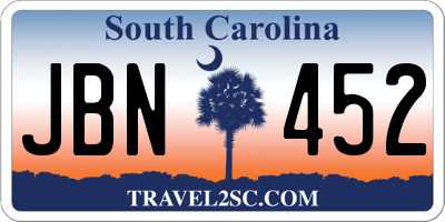 SC license plate JBN452