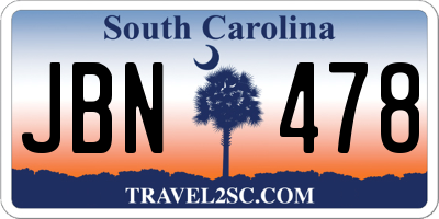 SC license plate JBN478
