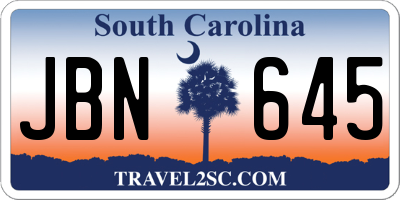 SC license plate JBN645