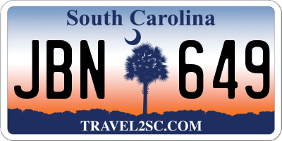SC license plate JBN649