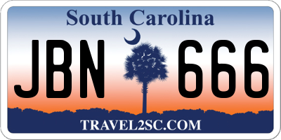 SC license plate JBN666