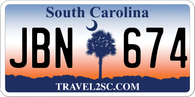SC license plate JBN674