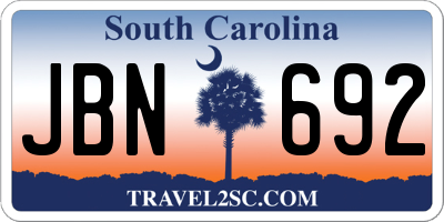 SC license plate JBN692