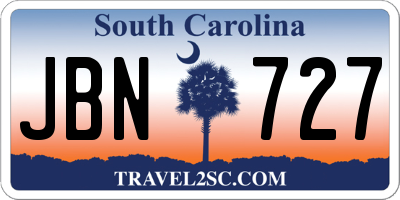 SC license plate JBN727