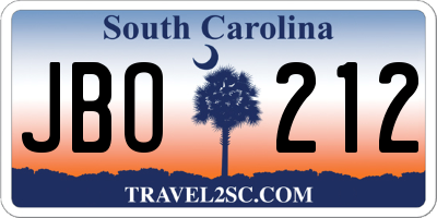 SC license plate JBO212