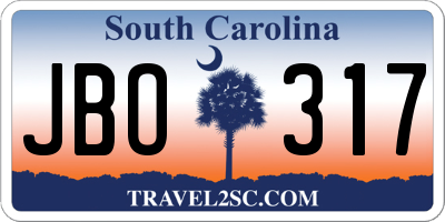 SC license plate JBO317
